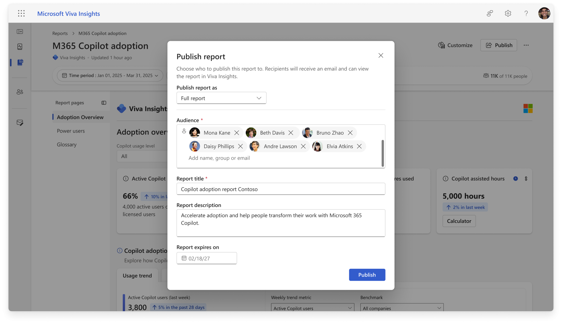 Report publishing setup process