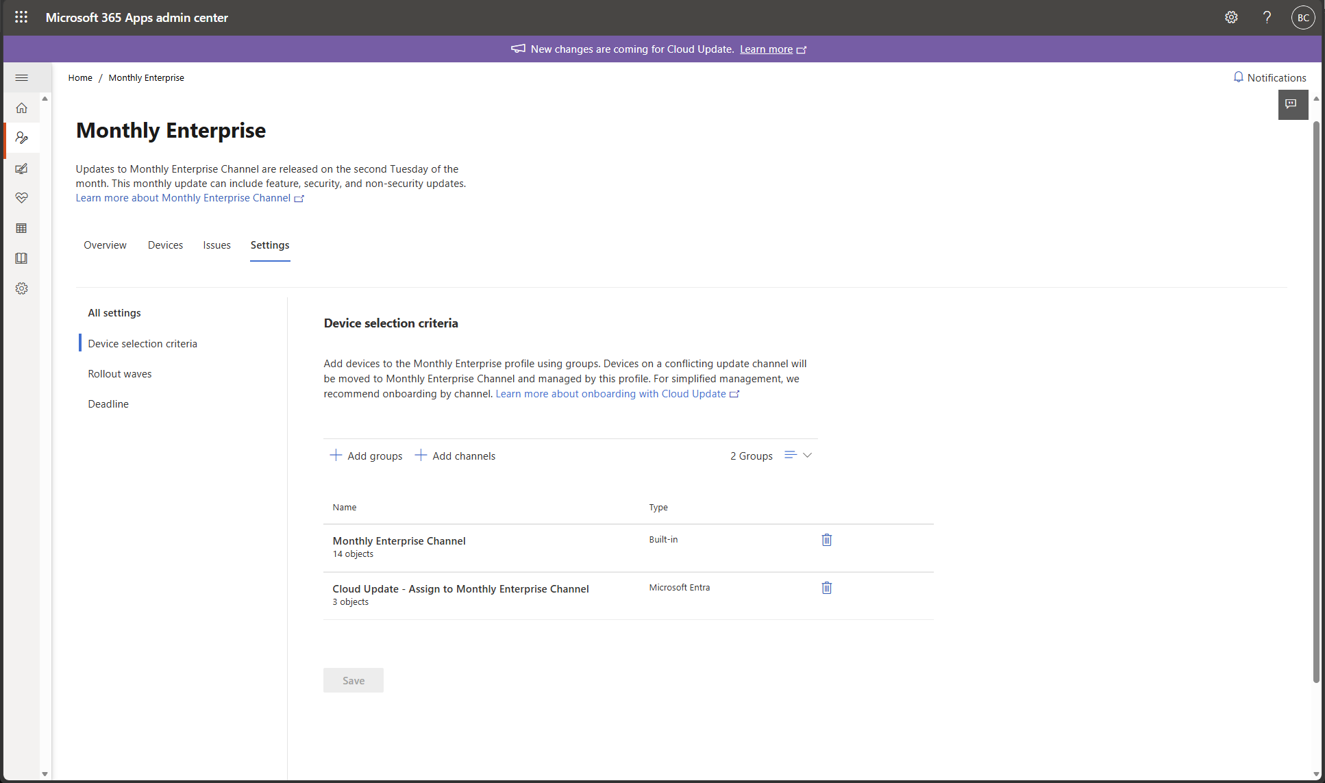 user settings