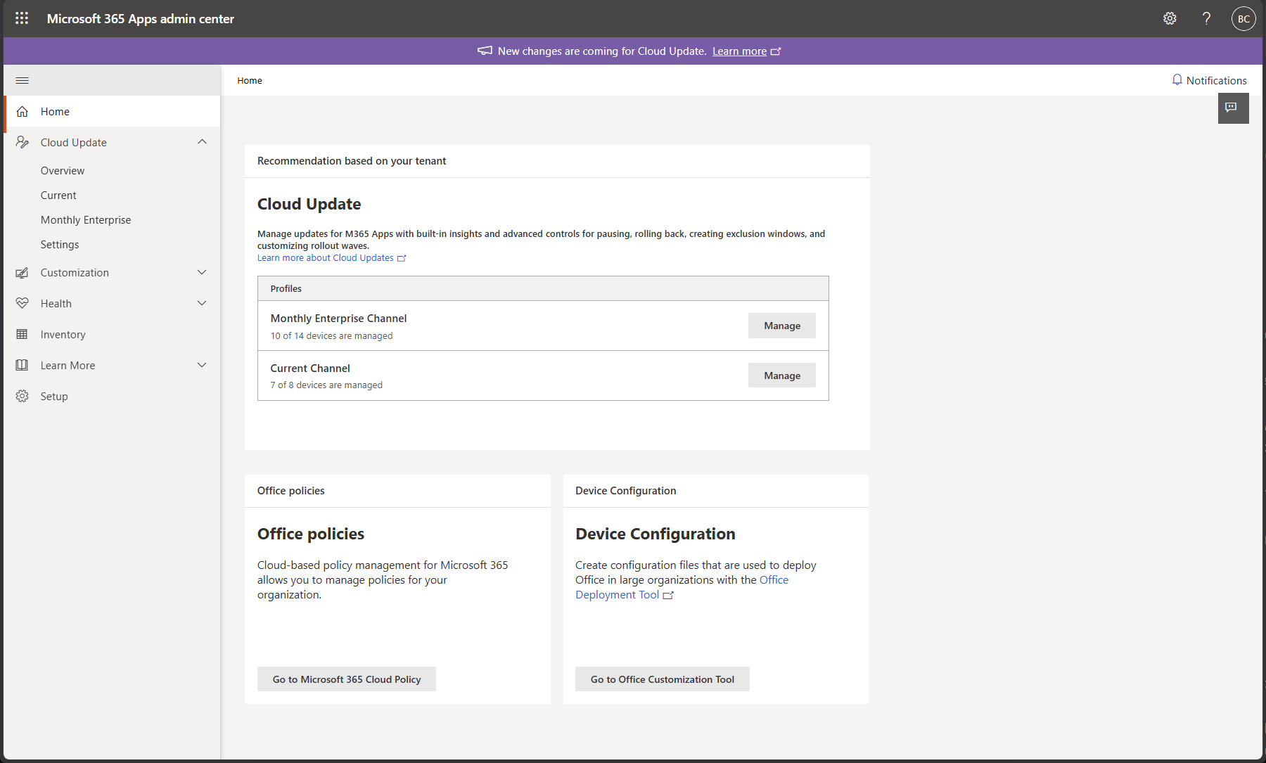 user settings