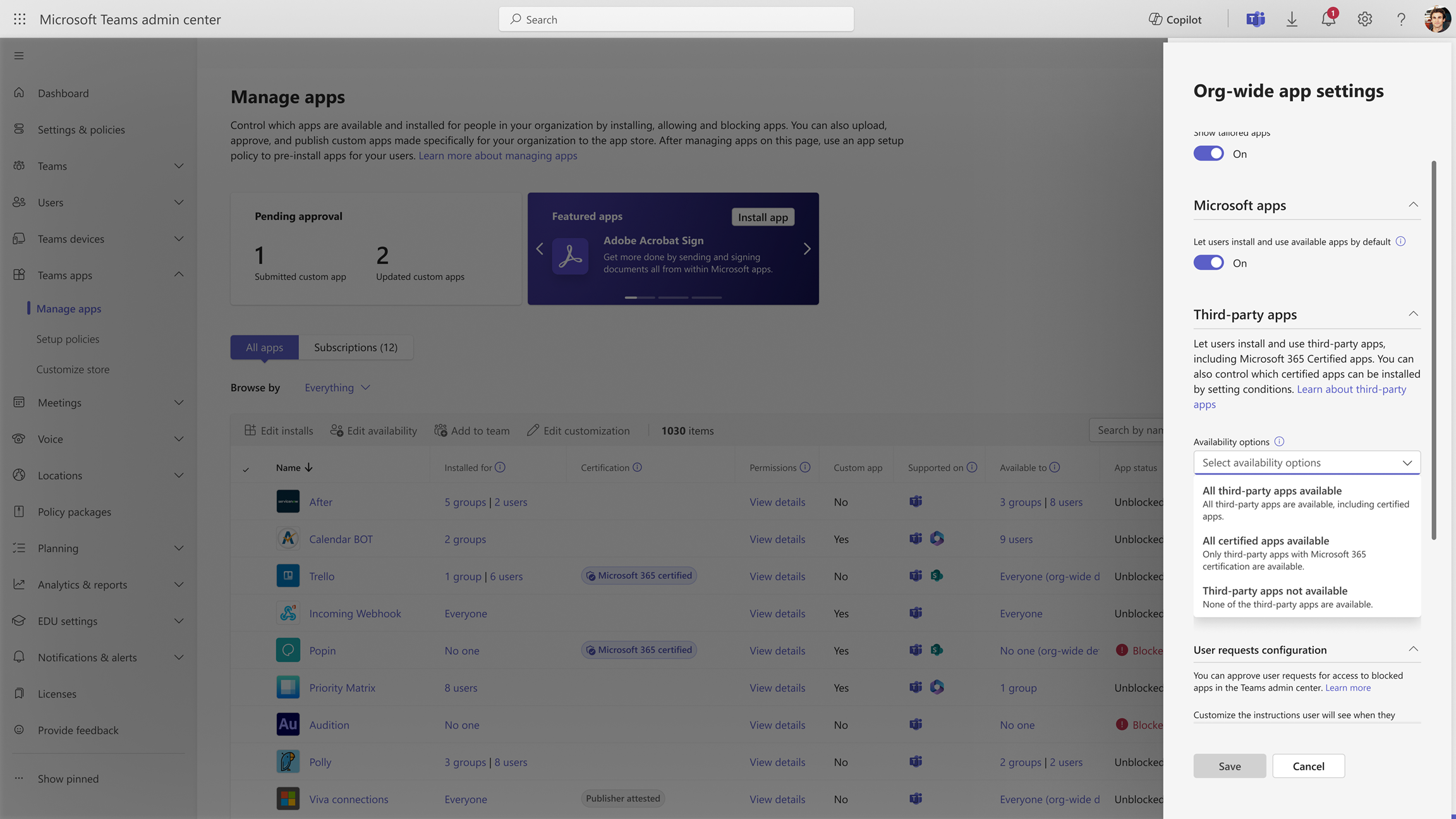 admin settings